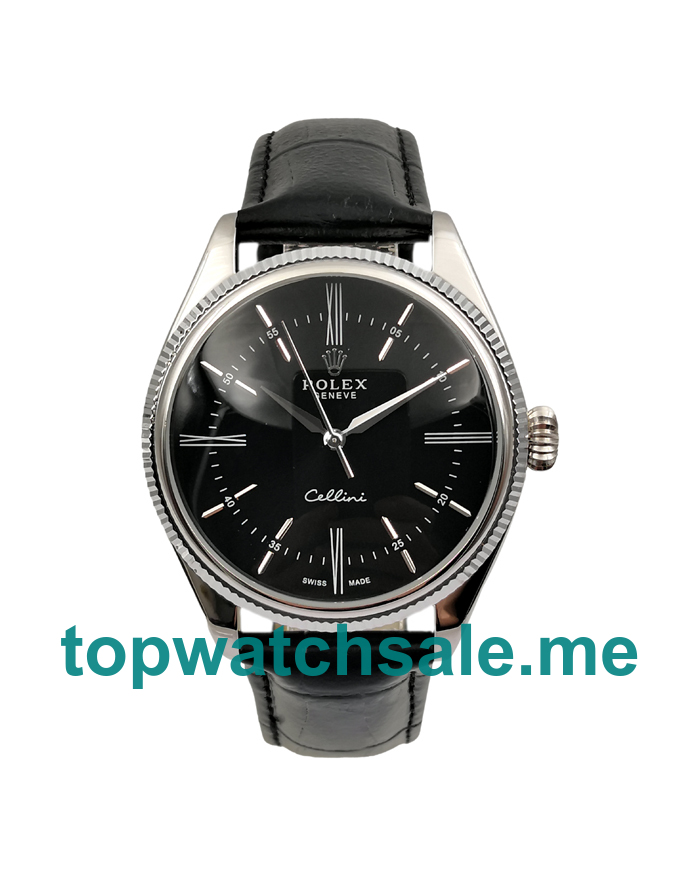 UK Best Quality Rolex Cellini 50509 Replica Watches With Black Dials Men Replica Watches