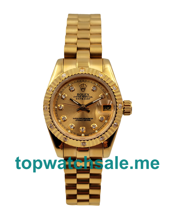 UK Cheap Rolex Lady-Datejust 179178 Fake Watches With Champagne Dials For Women