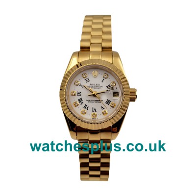 26 MM Cheap Rolex Lady-Datejust 68278 Replica Watches With White Dials For Women