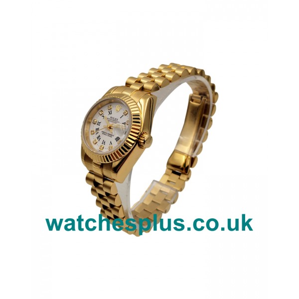 26 MM Cheap Rolex Lady-Datejust 68278 Replica Watches With White Dials For Women