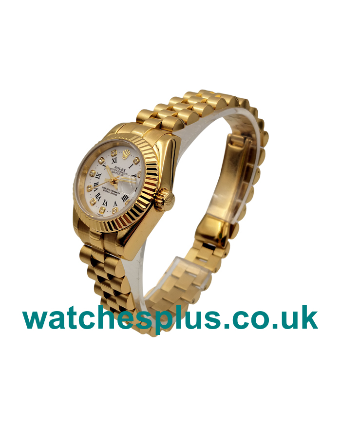 26 MM Cheap Rolex Lady-Datejust 68278 Replica Watches With White Dials For Women