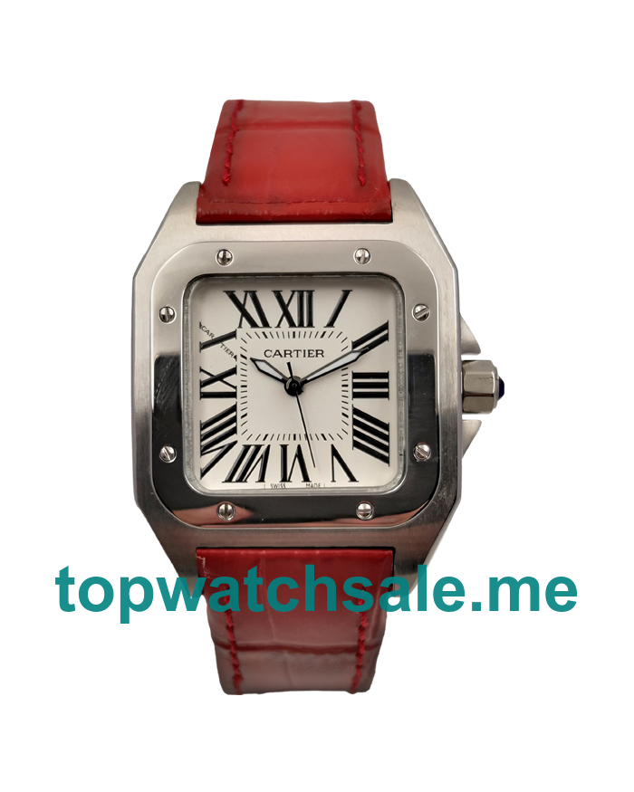 UK Perfect 1:1 Cartier Santos 100 W20126X8 Fake Watches With White Dials