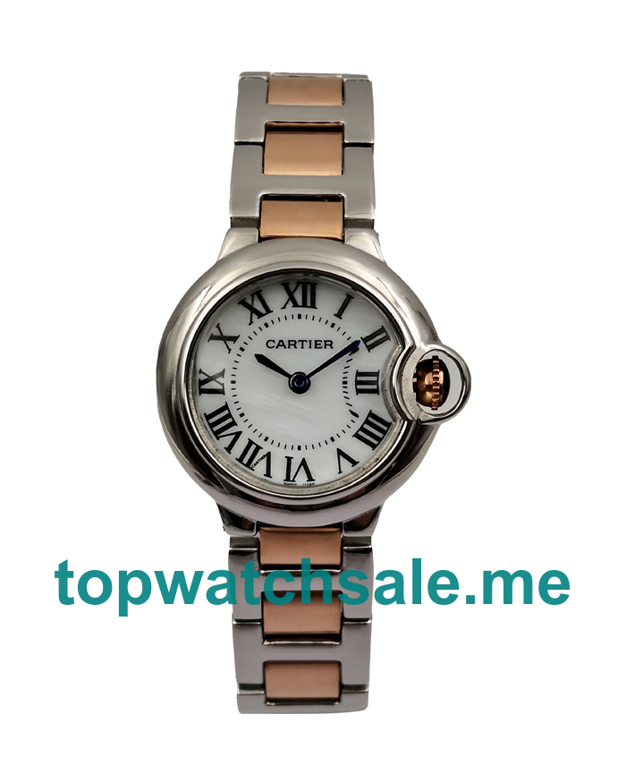 UK Cheap Cartier Ballon Bleu W6920034 Replica Watches With White Dials For Women
