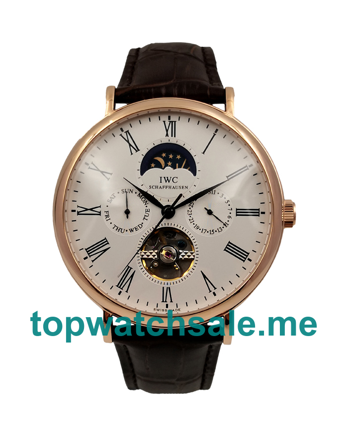 Best Quality Replica IWC Portofino With White Dials And Rose Gold Cases For Sale