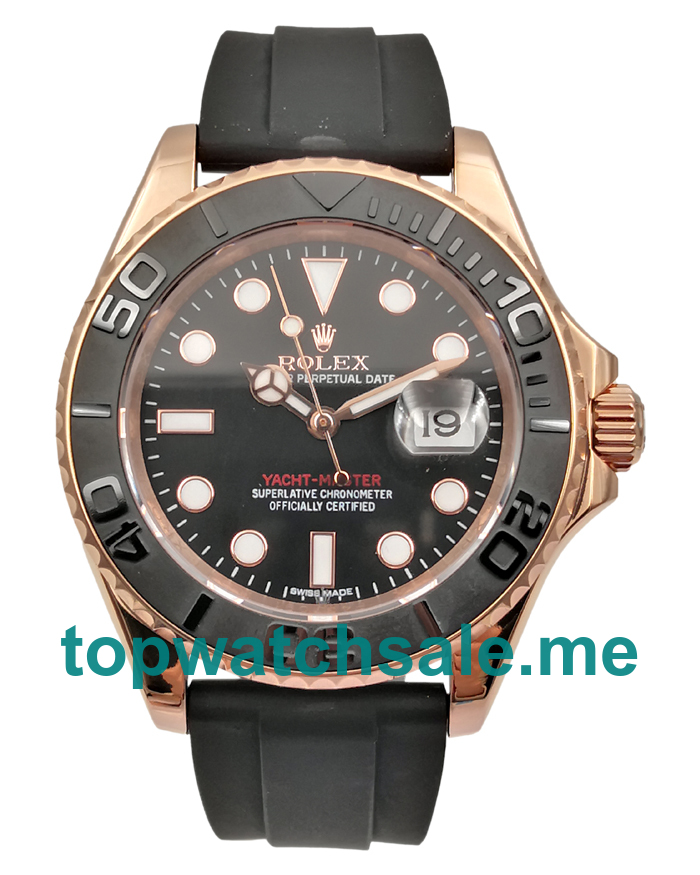 UK Best 1:1 Rolex Yacht-Master 116655 Replica Watches With Black Dials For Men