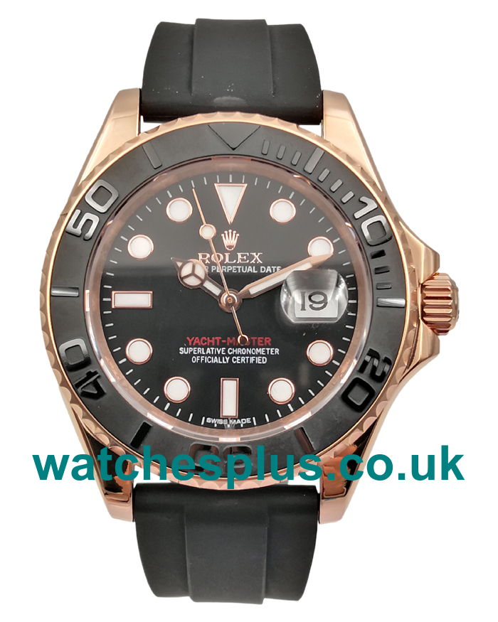 UK Best 1:1 Rolex Yacht-Master 116655 Replica Watches With Black Dials For Men