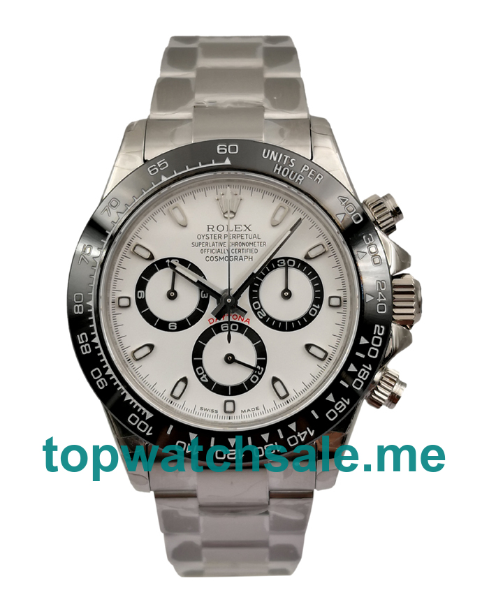UK AAA Rolex Daytona 116500 Replica Watches With White Dials For Men