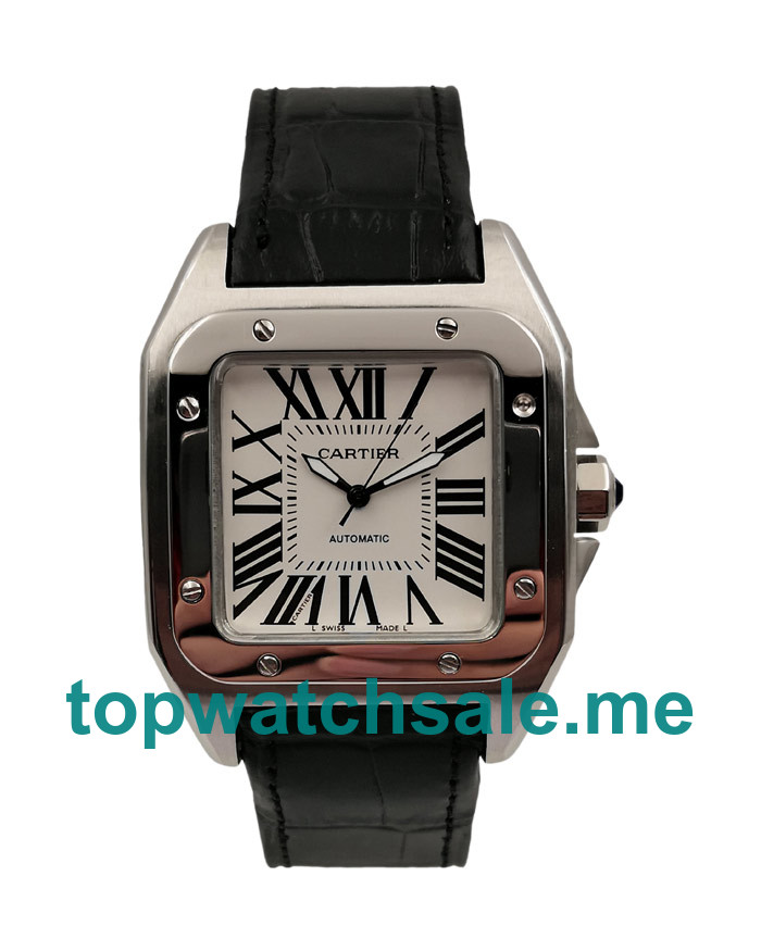 UK Best Quality Fake Cartier Santos 100 W20106X8 With White Dials For Men Online