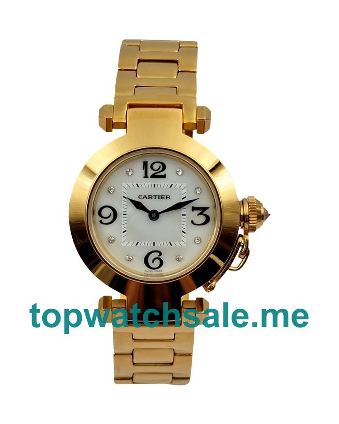 UK AAA Quality Cartier Pasha De Cartier WJ11891G Replica Watches With White Dials Online