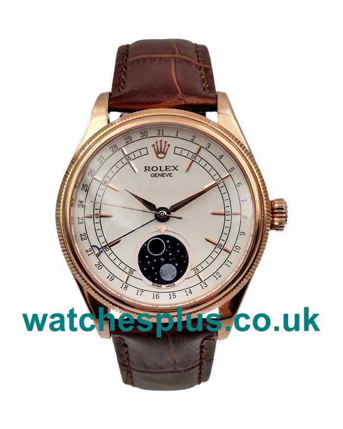 UK Best Quality Rolex Cellini 50535 Replica Watches With White Dials And Rose Gold Cases Online