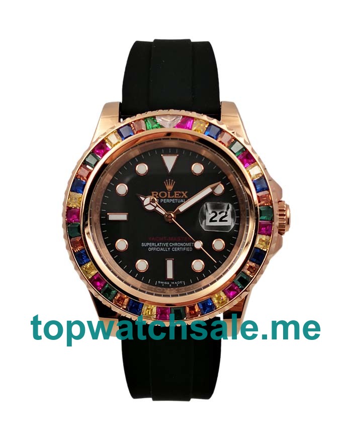 UK Best 1:1 Replica Rolex Yacht-Master 116655 With Black Dials And Rose Gold Cases For Sale