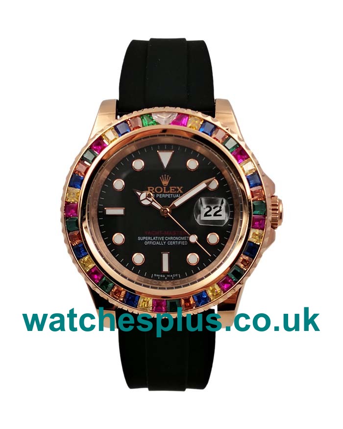 UK Best 1:1 Replica Rolex Yacht-Master 116655 With Black Dials And Rose Gold Cases For Sale